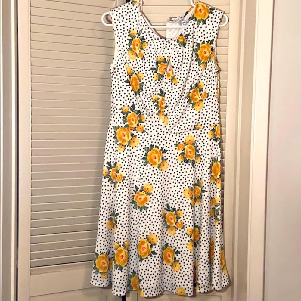 Polka dot floral jersey dress